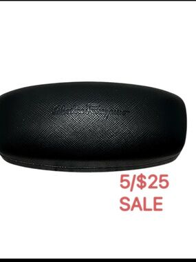 SALVATORE FERRAGAMO Black Saffiano Hard Glasses Case Full Set 5/$25 Sale